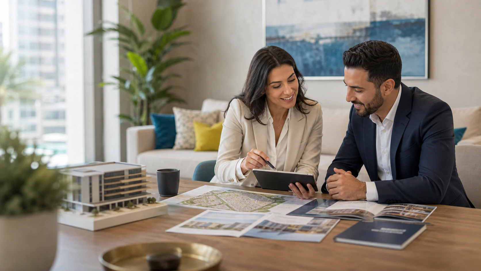 Client reviewing property options with a real estate advisor