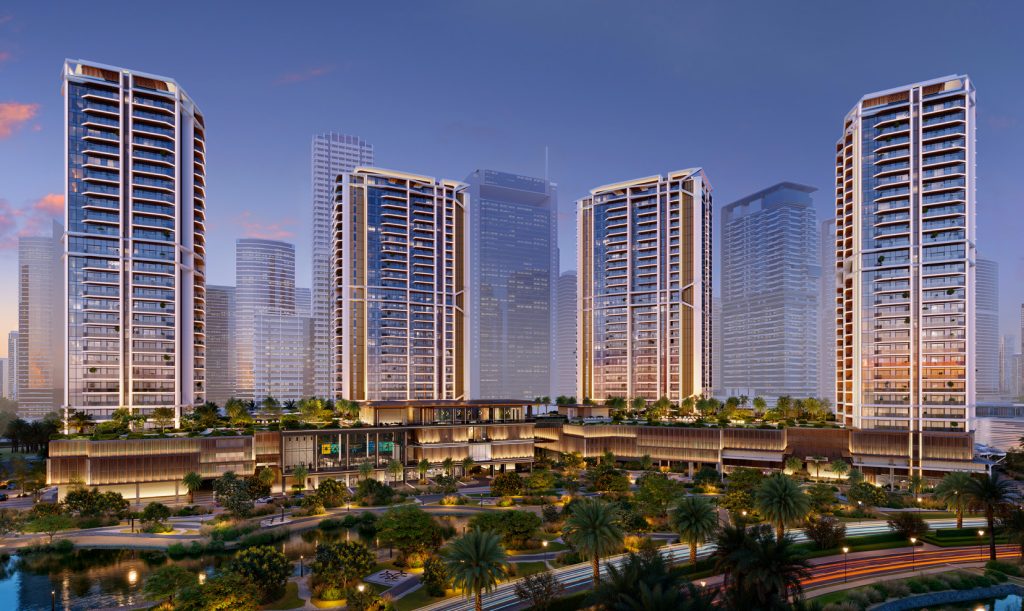 Eltiera Views towers at dusk, developer rendering